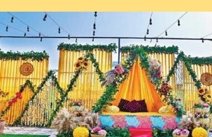 Marigold Stage Haldi Setup - Langa Party Booking Rajasthan