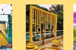 Hanging Marigold Curtains - Langa Party Booking Rajasthan