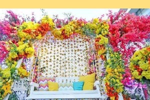 Floral Swing for Haldi Photos - Langa Party Booking Rajasthan