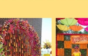 Pink Floral Mehendi Sofa Backdrop - Langa Party Booking Rajasthan