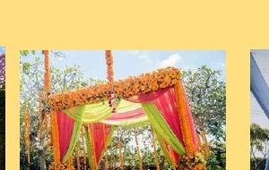Greenery Wall with Marigold Swags - Langa Party Booking Rajasthan